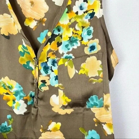 Hale Bob Brown Floral V-Neck Sleeveless Tank Top S - Picture 4 of 4